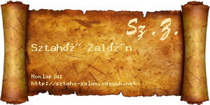 Sztahó Zalán névjegykártya