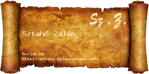 Sztahó Zalán névjegykártya